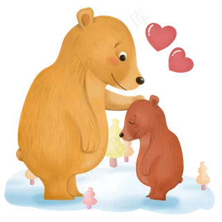 卡通棕熊动物母子