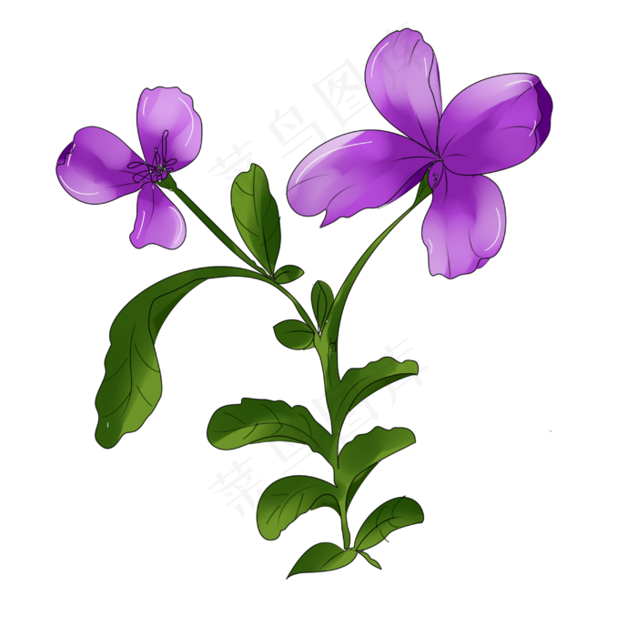 紫色花手绘装饰图案