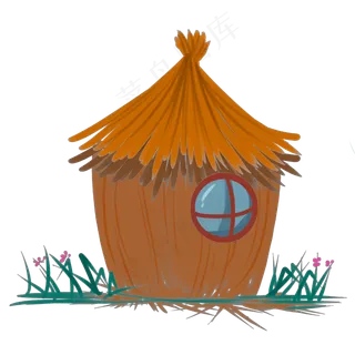 清明节日茅草屋小房子,免抠元素