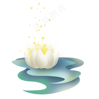 白色荷花许愿灯,免抠元素