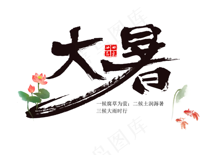 大暑艺术字大暑毛笔字psd模版下载