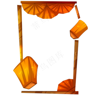 元旦黄色的漂亮边框,免抠元素