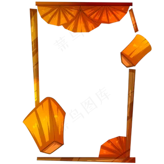 元旦黄色的漂亮边框,免抠元素