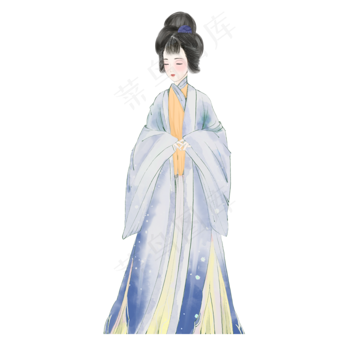 仕女图古风女生素材(2000X2000(DPI:300))psd模版下载