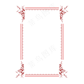 水墨花鸟复古春节新年中国风边框,免抠元素