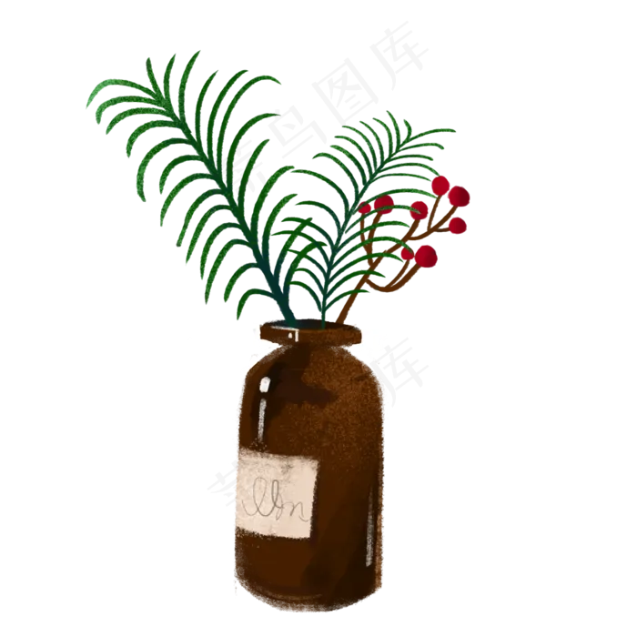 手绘ins风文艺小果子干花和花