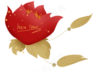 新年折纸花朵文字框