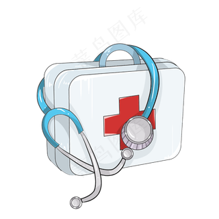 听诊器卡通手绘医疗设施,免抠元素