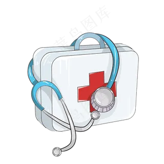 听诊器卡通手绘医疗设施,免抠元素