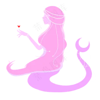 期待爱情的美人鱼海妖少女粉紫色,免抠元素