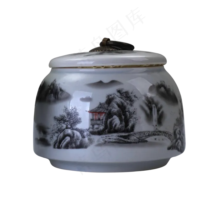 白色圆弧茶叶瓷罐元素(2000X2000(DPI:300))psd模版下载