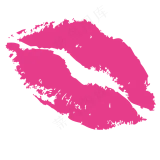 玫红色水彩接吻红唇