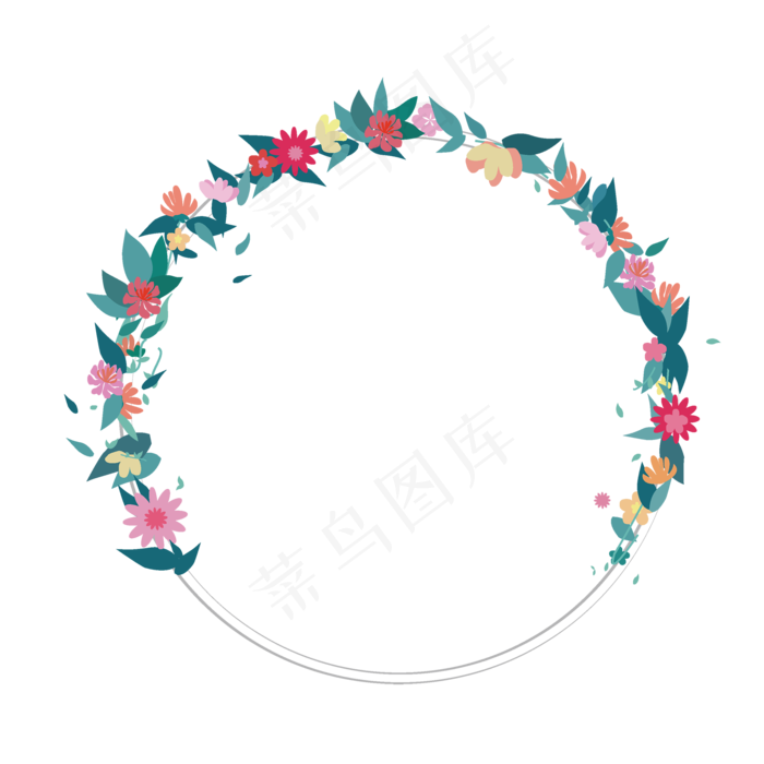 手绘简约清新花环元素