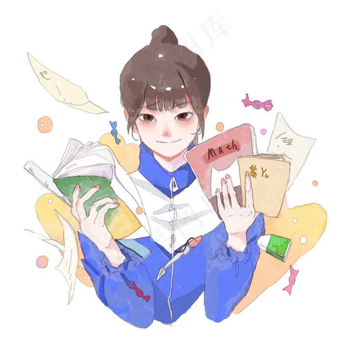 高考学生学习课本冲刺复习加油PNG,免抠元素