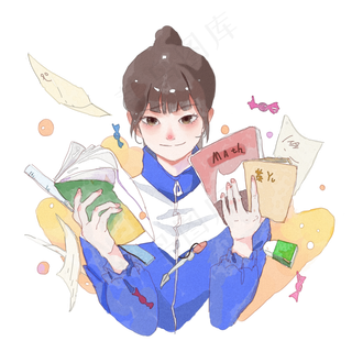 高考学生学习课本冲刺复习加油PNG,免抠元素