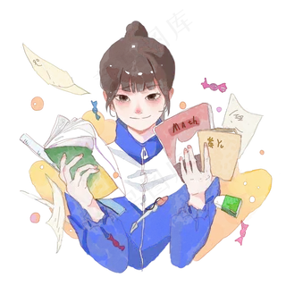 高考学生学习课本冲刺复习加油PNG,免抠元素