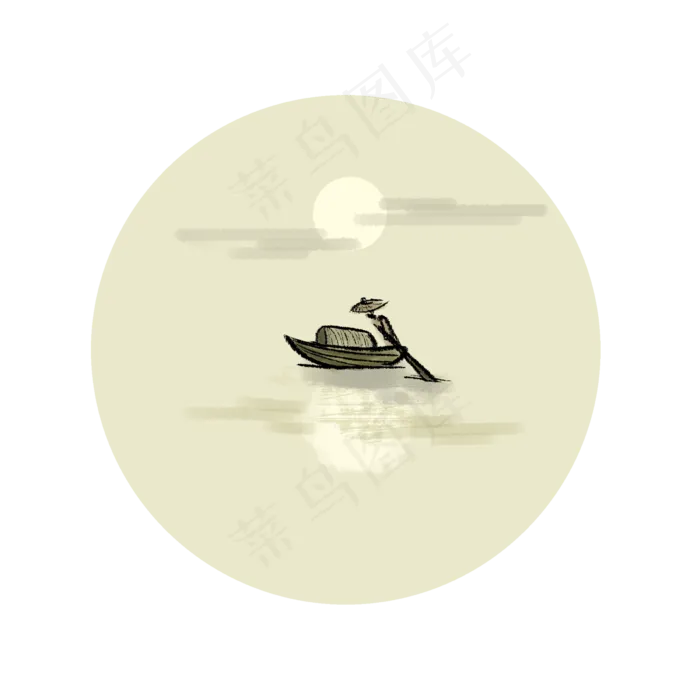 水墨船只(2400X2400(DPI:300))psd模版下载