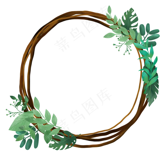 植物与树枝装饰边框(2120X2000(DPI:300))psd模版下载