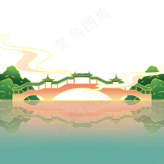 新中式国潮风长廊风景