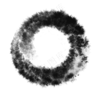 中国古风水墨圆形毛笔边框
