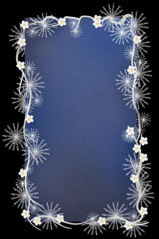 梅花雪花蓝色边框,免抠元素