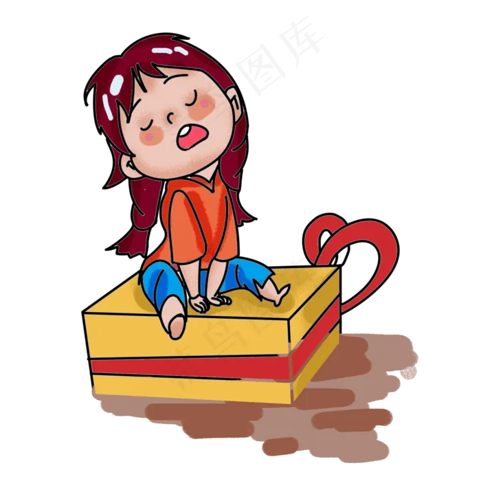 儿童节手绘慵懒女孩(2000X2000(DPI:300))psd模版下载