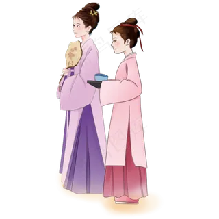 古风人物丫鬟和小姐