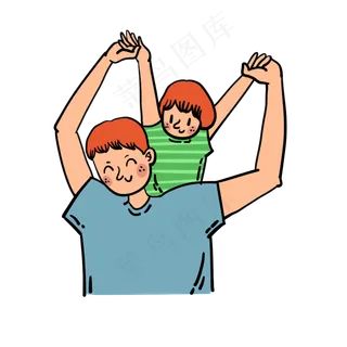 矢量免抠卡通可爱父亲节爸爸和女