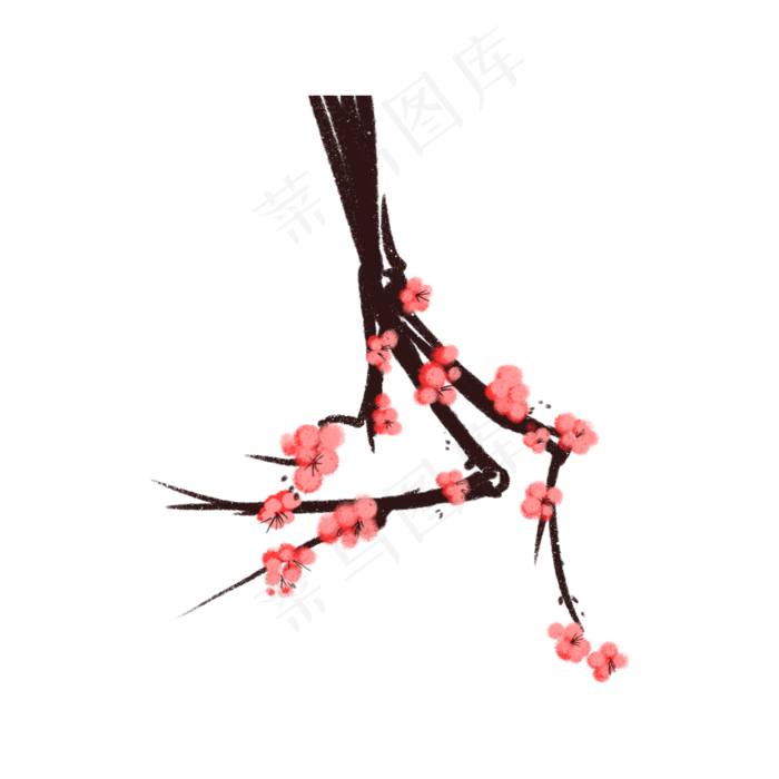 新年春节喜庆树枝树干,免抠元素(2048X2048(DPI:132))psd模版下载