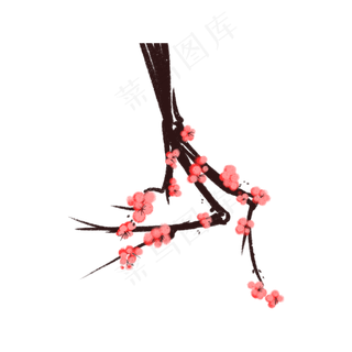 新年春节喜庆树枝树干,免抠元素