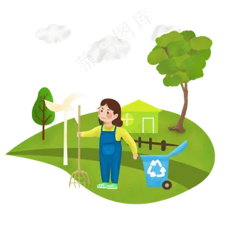 世界地球日环保清洁小女孩