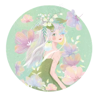 大暑文艺绿色清新少女png素材