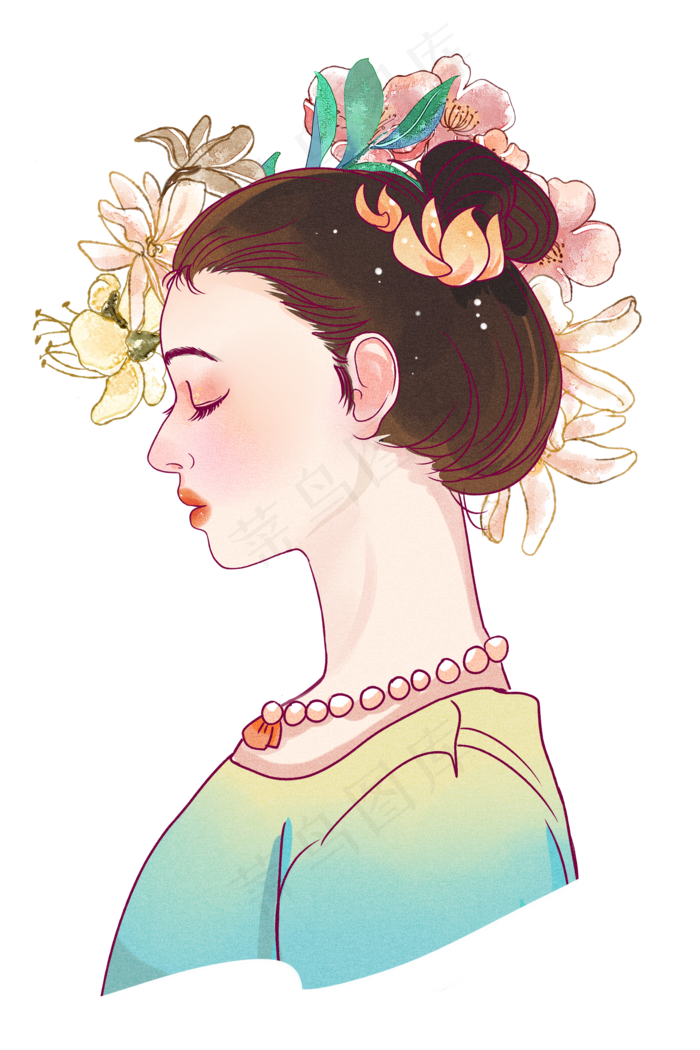 少女侧脸手绘