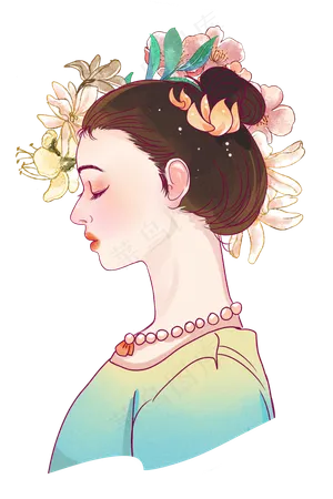 少女侧脸手绘