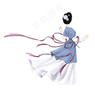仕女图古风女人背影素材