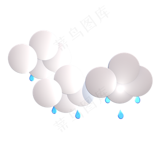 儿童节立体云朵雨滴