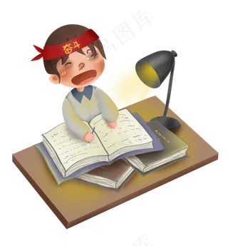 高考冲刺深夜学习的男孩