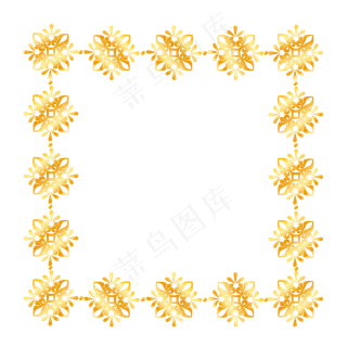 黄色花纹边框,免抠元素
