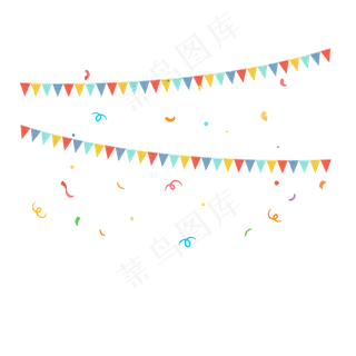 矢量节日装饰卡通彩旗元素,免抠元素