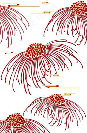 红色过年春节装饰花纹,免抠元素