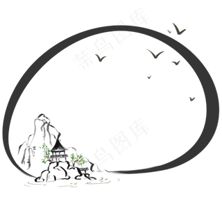 中国风水墨风景文字框
