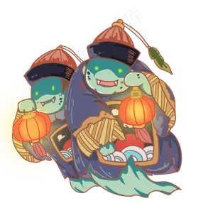 两只提着灯笼的僵尸,免抠元素