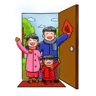 2019新年回家过年系列卡通手绘Q版�,免抠元素