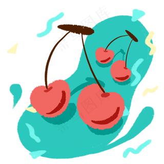 夏日小清新水果樱桃PNG免抠素材