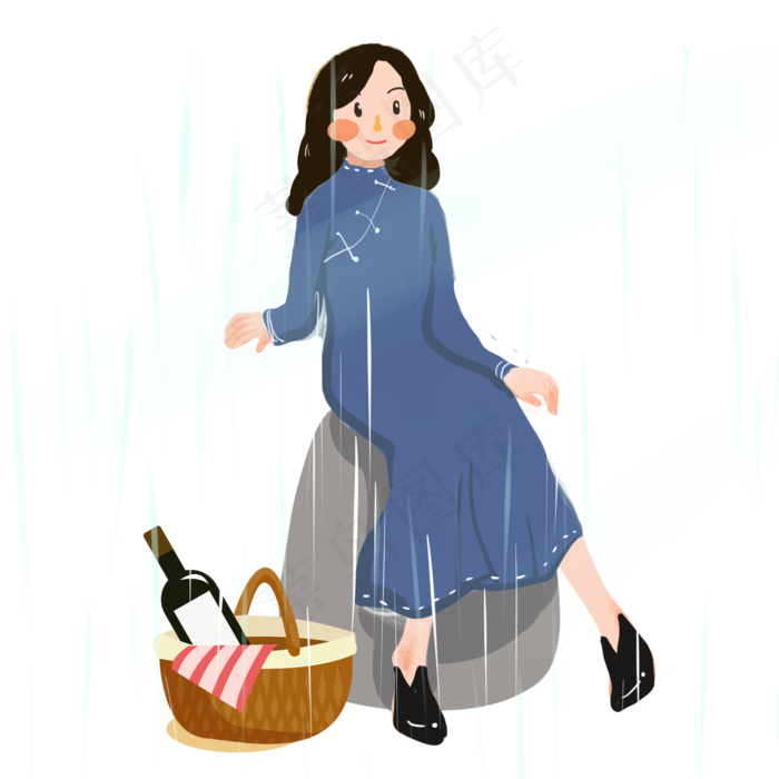 清明节祭奠亲人女孩(2000X2000(DPI:300))psd模版下载