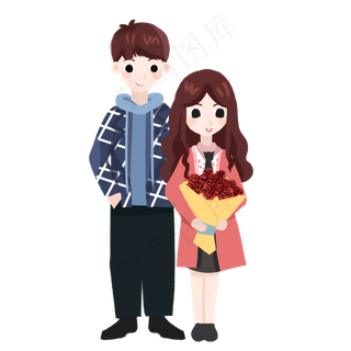 情人节情侣和鲜花花束