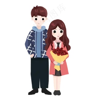 情人节情侣和鲜花花束