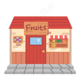 红色水果店店铺