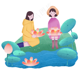 处暑节气荷花池塘