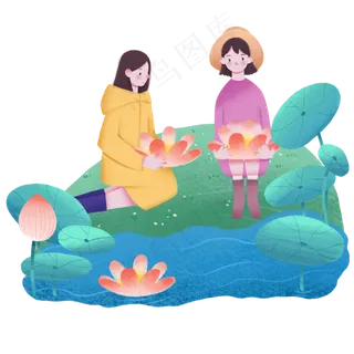 处暑节气荷花池塘